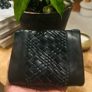 Black Woven Leather Wallet